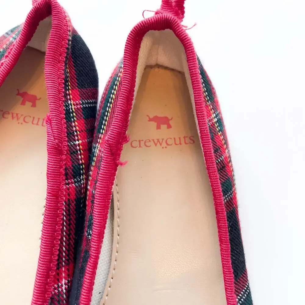 Girls Crewcuts Red and Green Tartan Plaid Christmas Holiday Ballet Flats 13